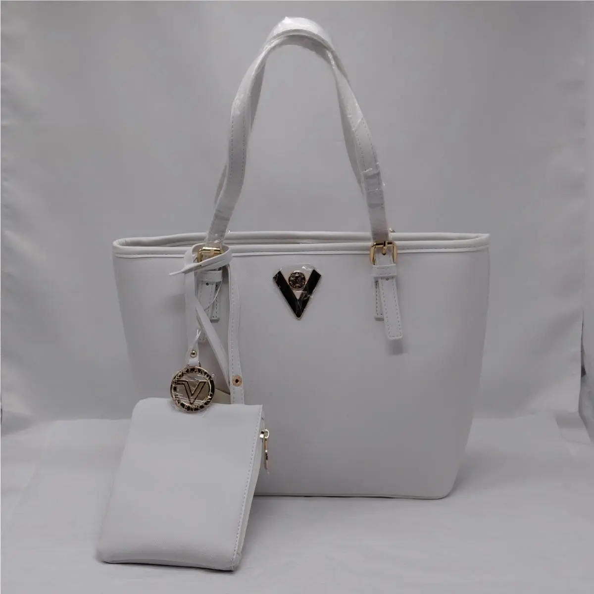 Orlandi Womens Shoulder Bag White Vegan Leather Tote Work Travel Purse by Valentino