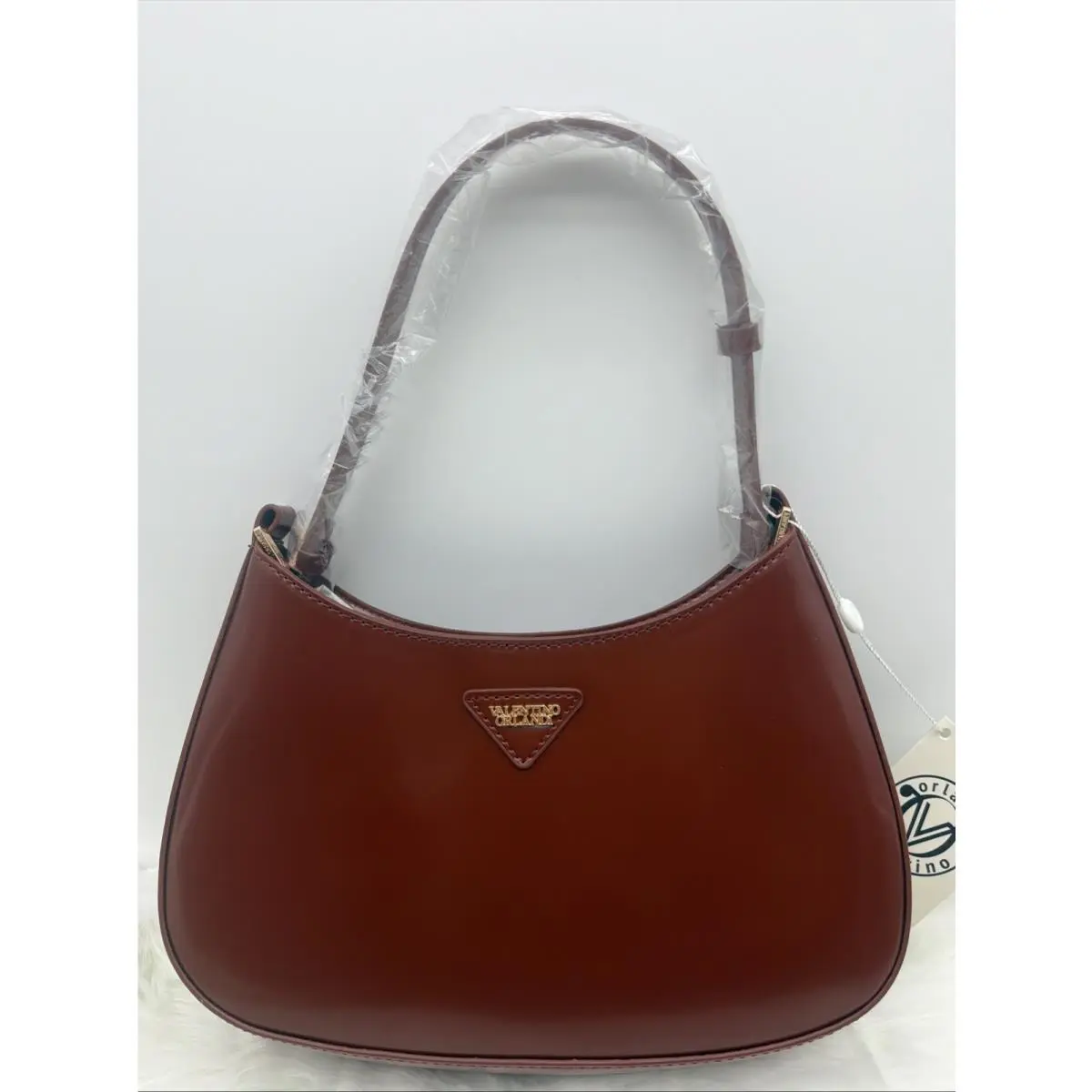 Orlandi Shiny Red-brown Crescent Shoulder Bag by Valentino