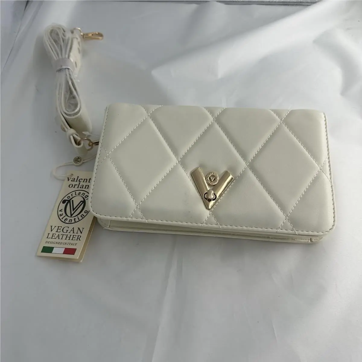 Valentino Orlandi Cream/bone Quilted Shoulder Bag w/ Gold Hardware