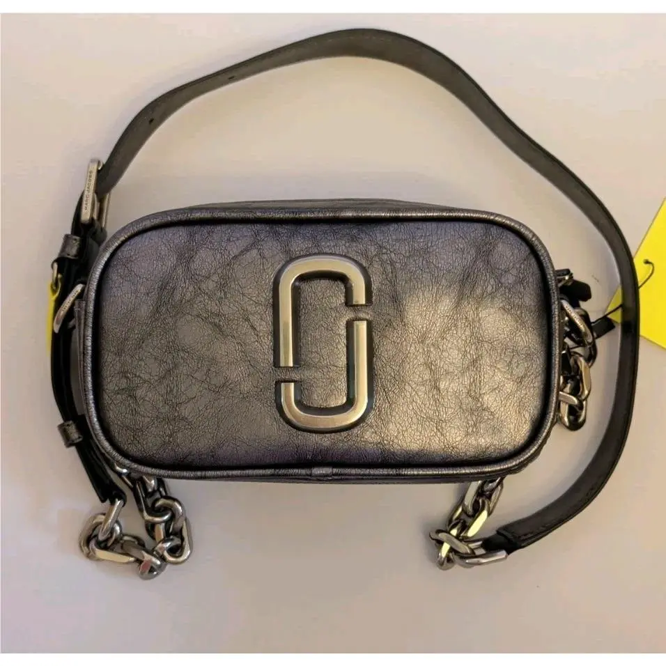 Marc Jacobs The Big Shot Crossbody Bag Dark Grey Metallic Leather