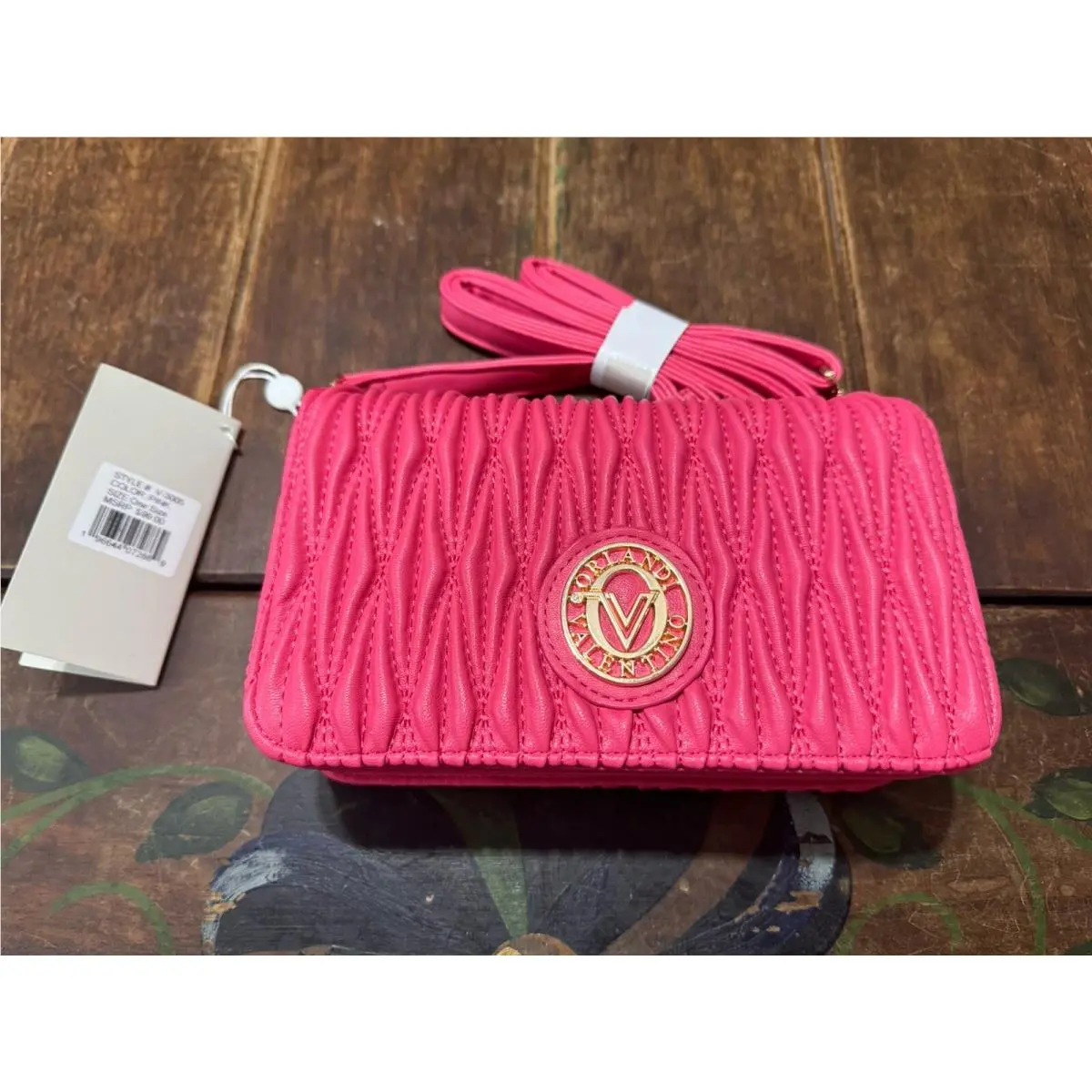 Valentino Orlandi Pink Quilted Crossbody Vegan Leather Purse Barbiecore