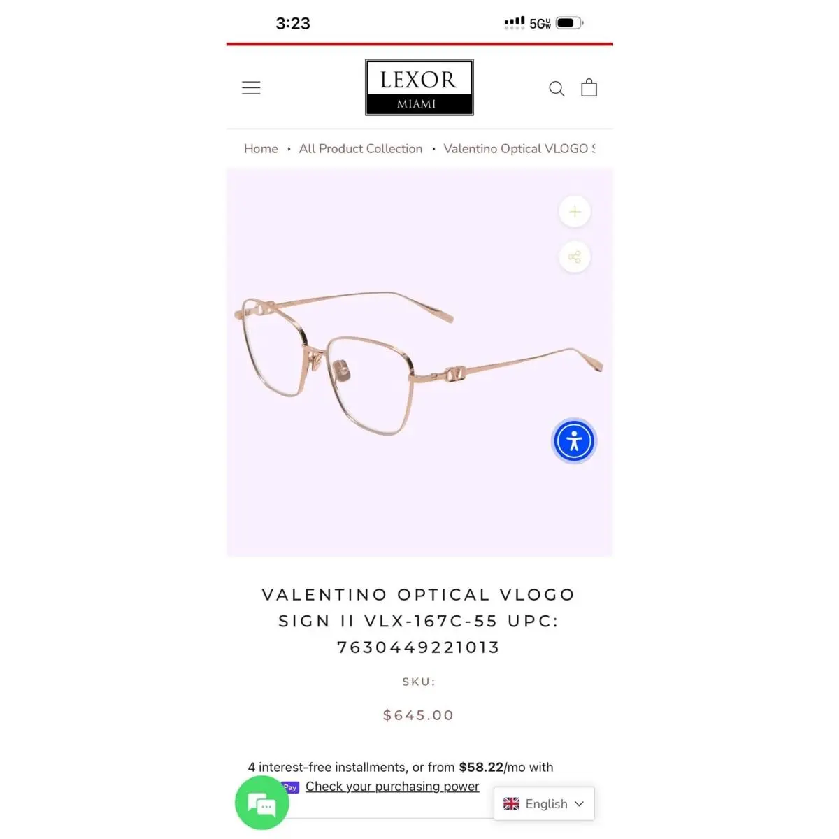 Valentino Vlogo Sign II VLX-167C-55 Butterfly Optical Eyeglasses