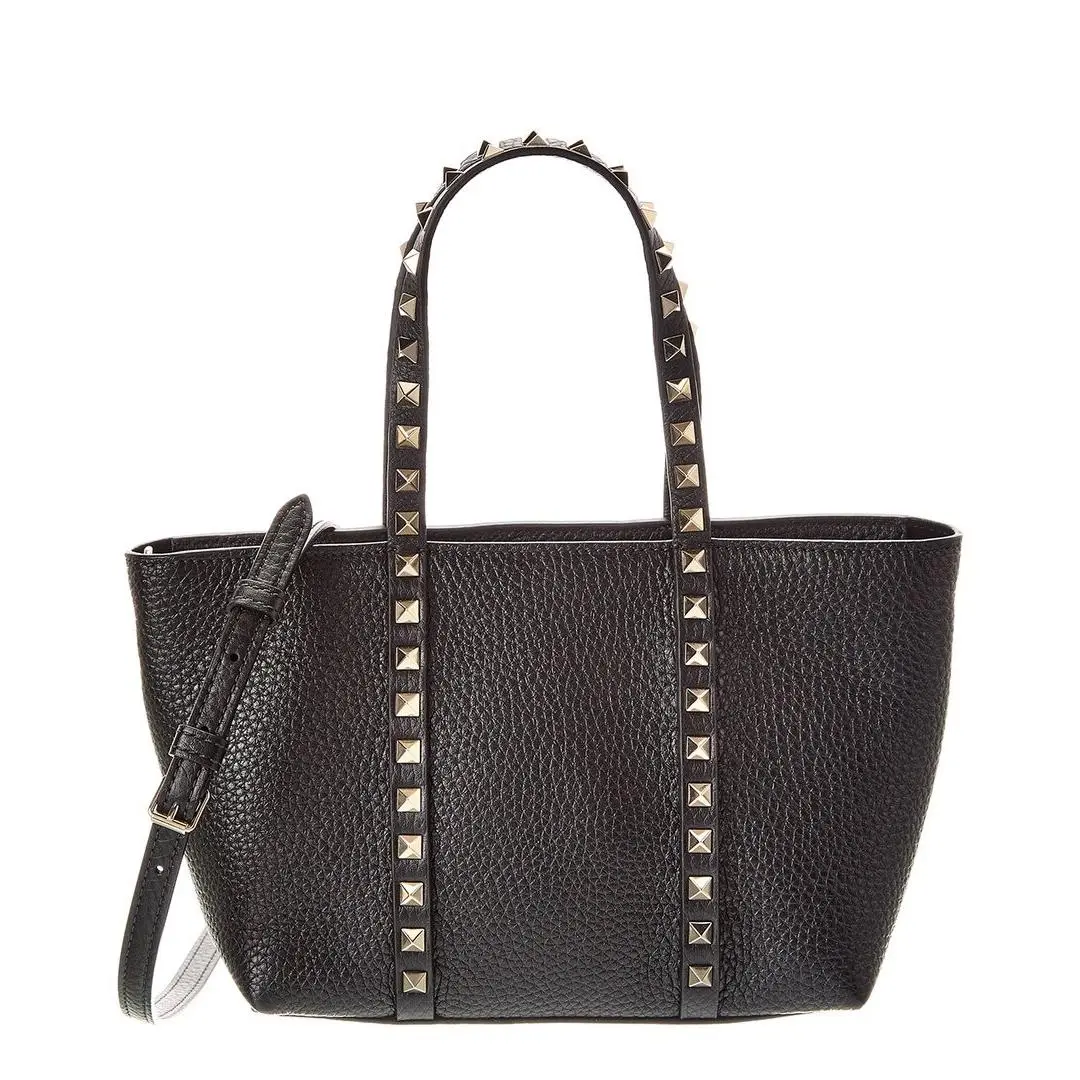 Valentino Rockstud Small Leather Tote Women`s Black - Exterior: Black
