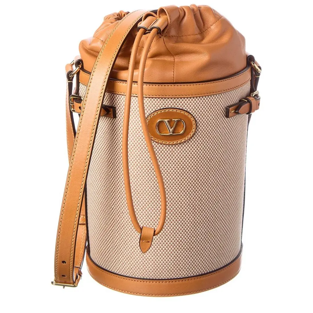 Antibites Mesh Leather Bucket Bag Women`s Brown by Valentino