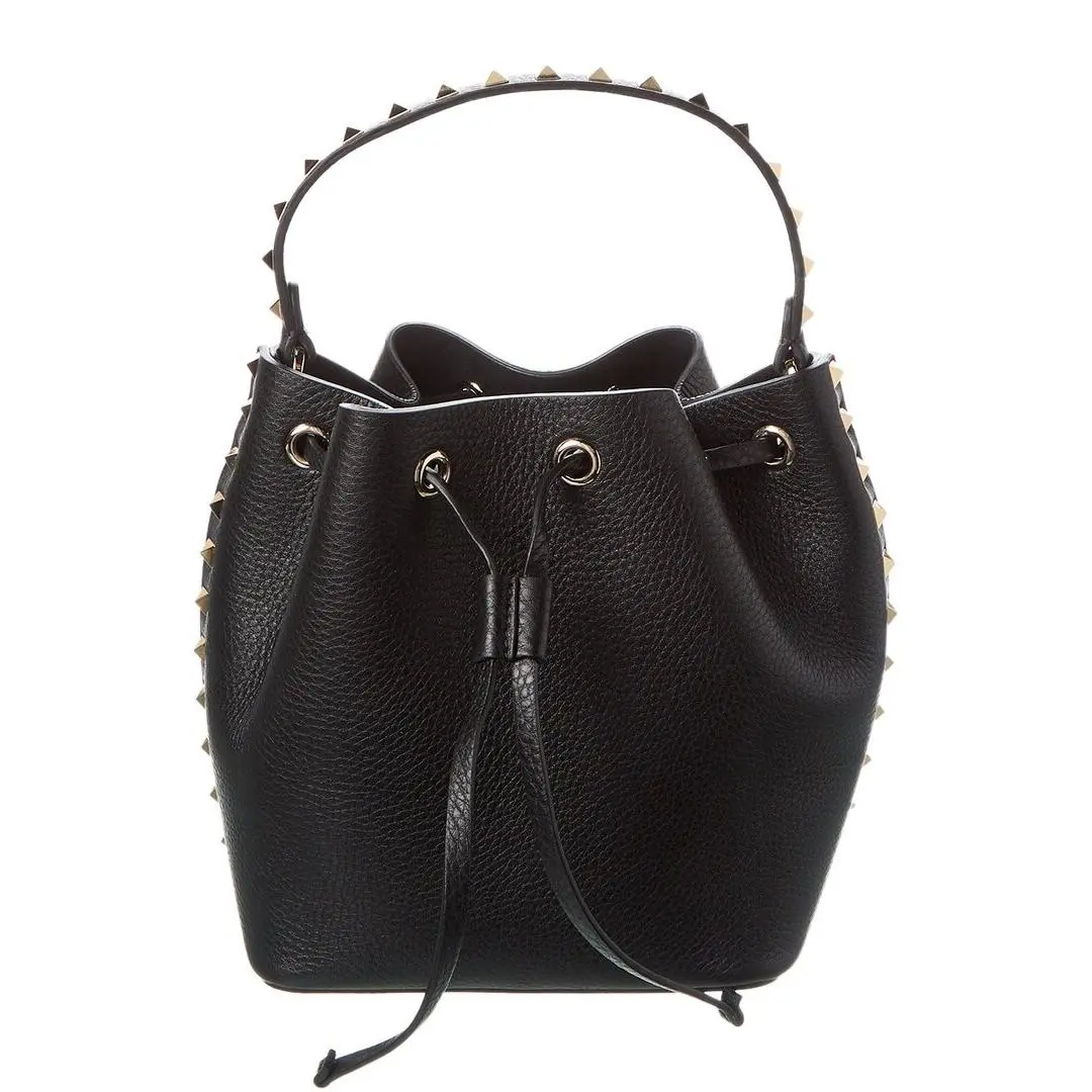 Valentino Rockstud Grainy Leather Bucket Bag Pre-loved Women`s