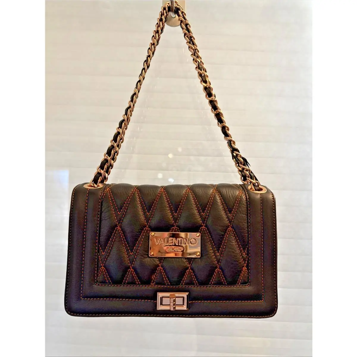 Mario Valentino Alice Quilted Sholder Crossbody Balck Purse