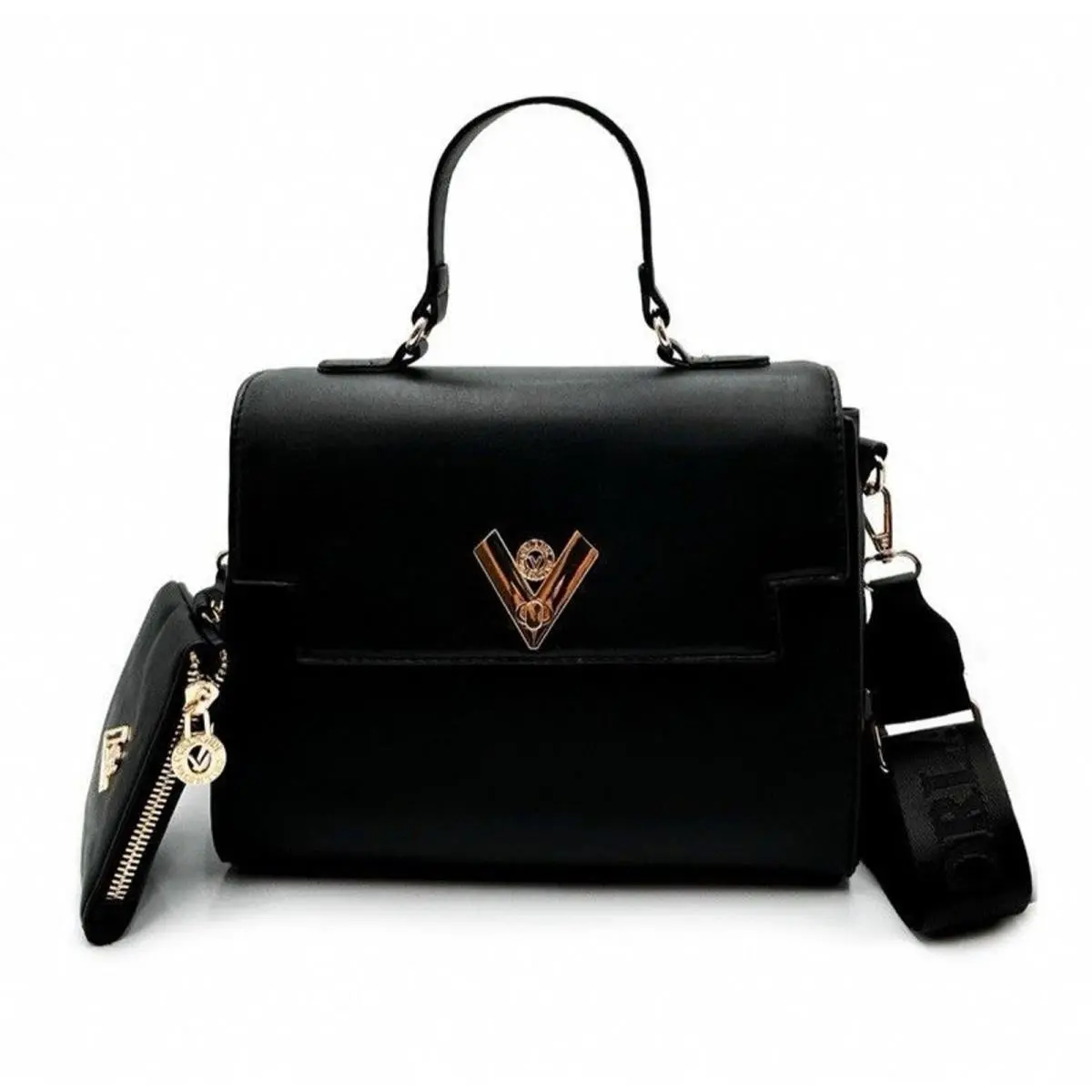 Valentino Orlandi Black Bag with Matching Wallet Satchel Crossbody Strap