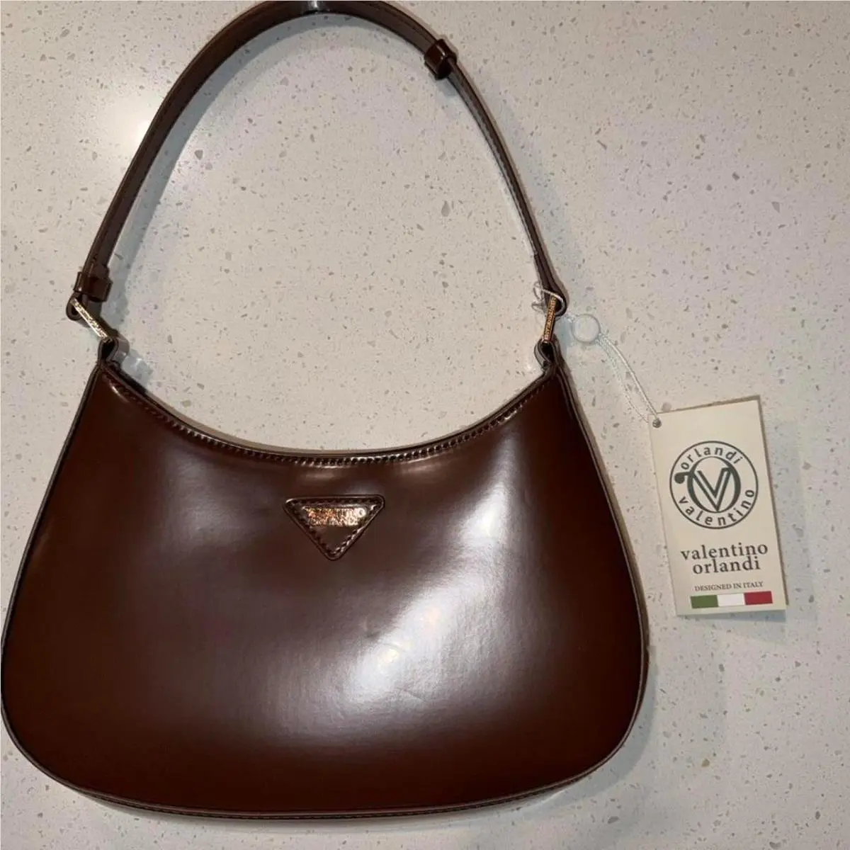 Valentino Orlandi Mila Brown Shoulder Bag Paris Sihouette Designed in Itlay