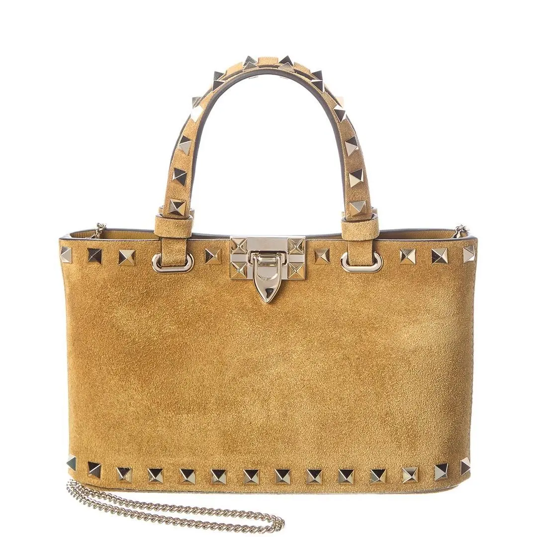 Valentino Rockstud Mini Suede Tote Women`s Beige