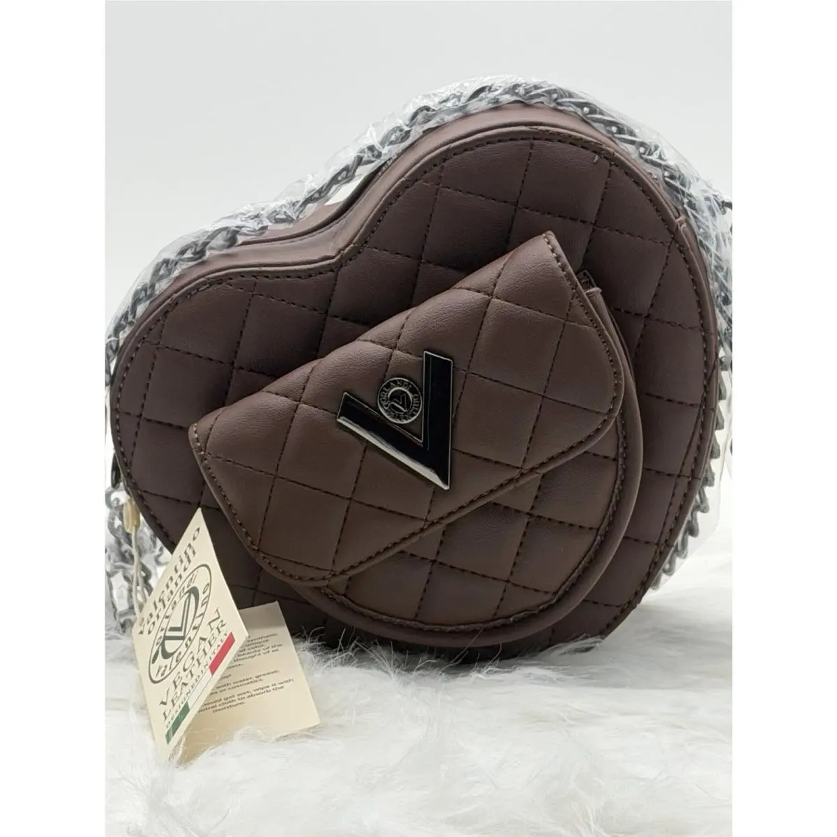 Valentino Orlandi Dark Brown Quilted Crossbody Bag