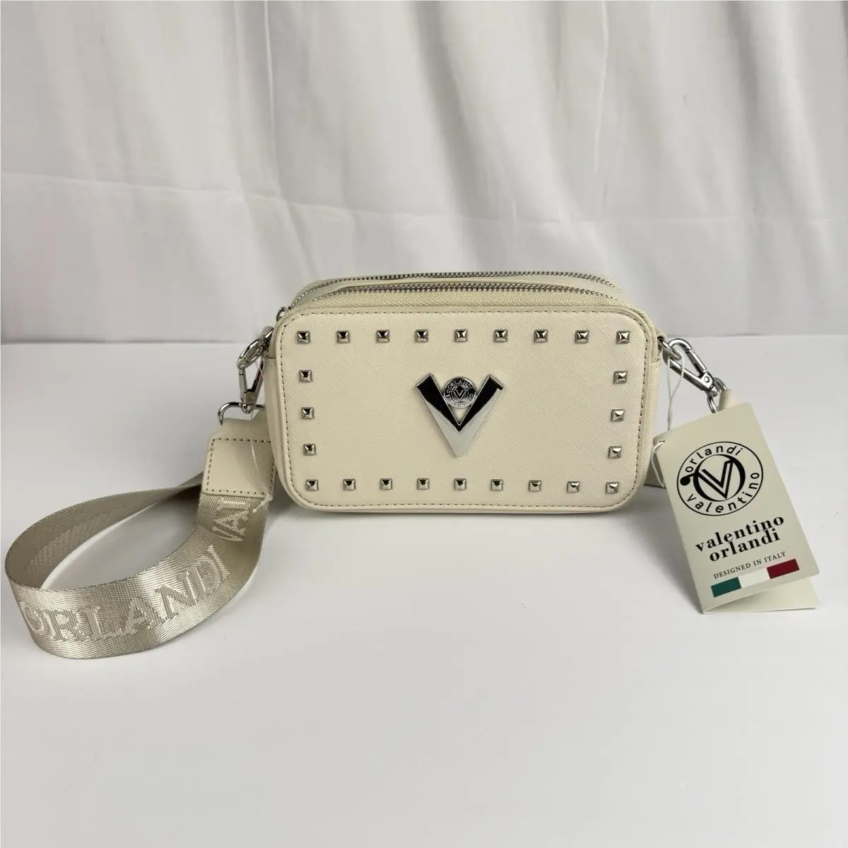 Valentino Orlandi Crossbody Bag Color Ivory V3003 Italy