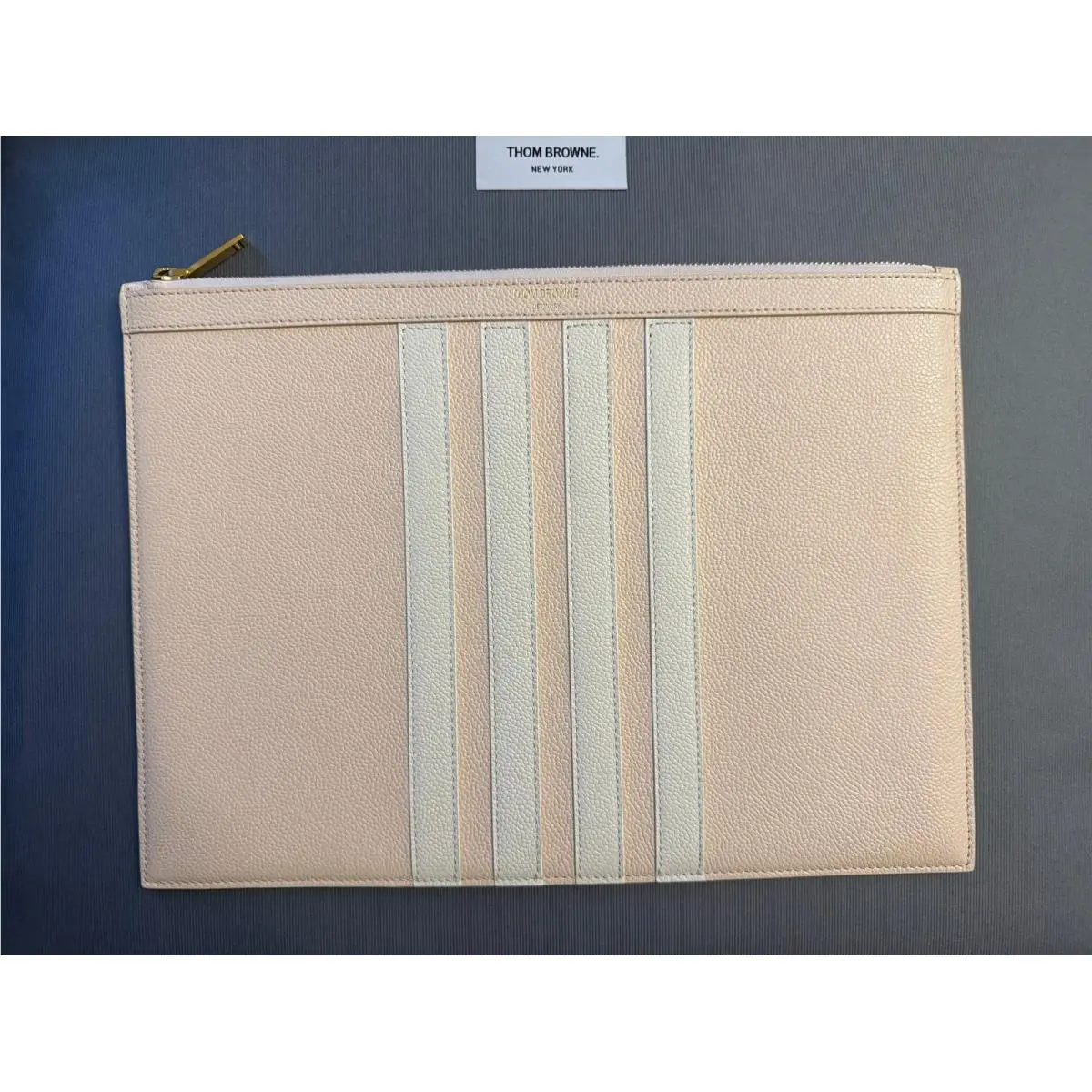 Last One Thom Browne 4-bar Leather Document Holder Clutch Bag Italy