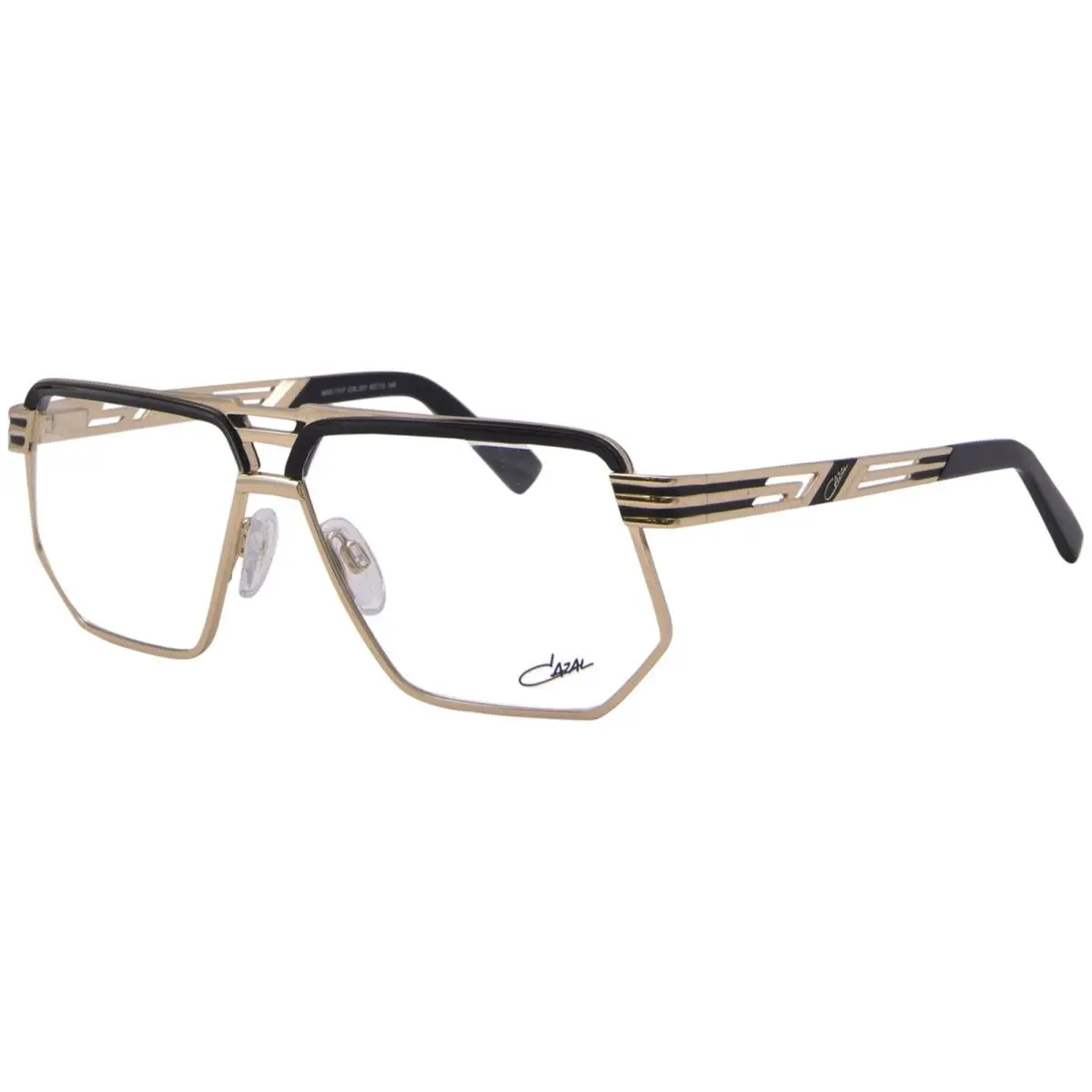 Cazal 7107 001 Titanium Eyeglasses Men`s Black/gold Full Rim Square Shape 62mm