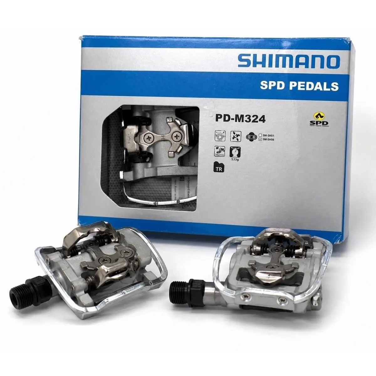 Shimano PD-M324 Spd Dual Platform Bike Pedals Silver 9/16 Mtb Commuter 29-14