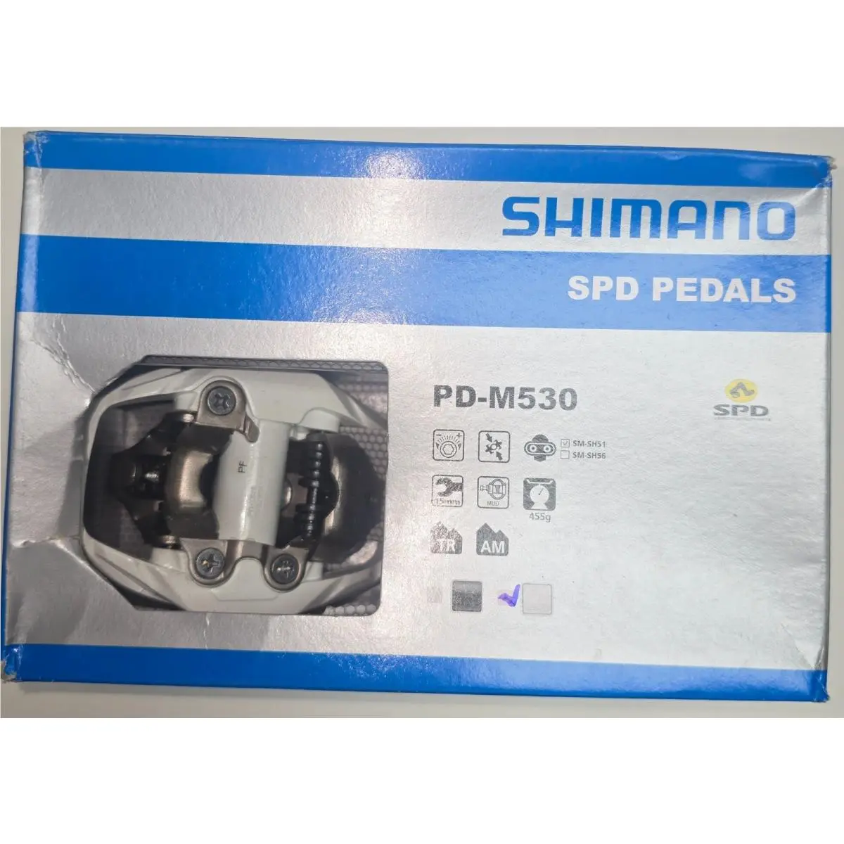 Shimano PD-M530 Spd Pedals White Clipless Mtb Bike Pedals EPDM530W