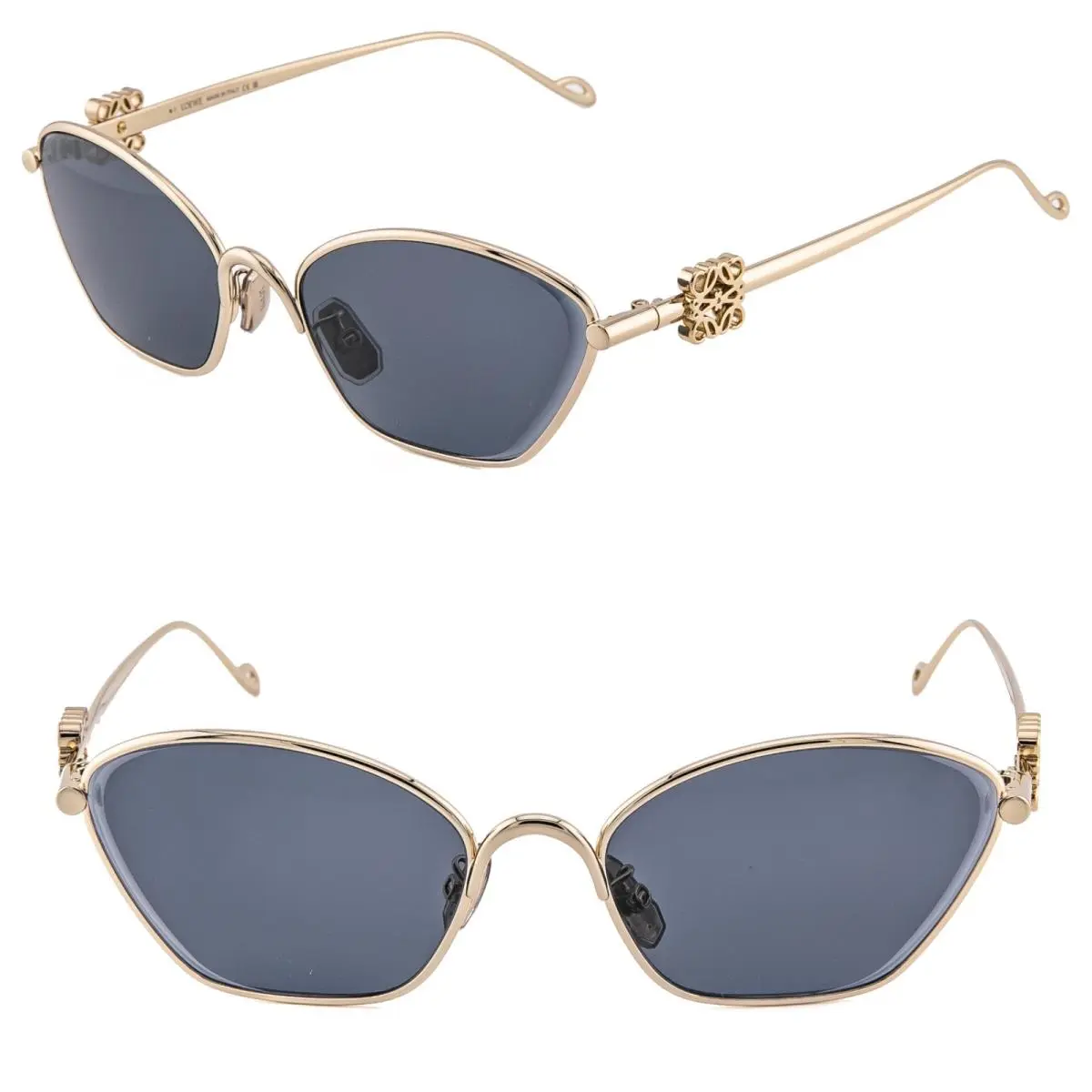 Loewe LW40115U 40115 Metal 3D Anagram Logo Gold Blue Mirrored Sunglass 32V