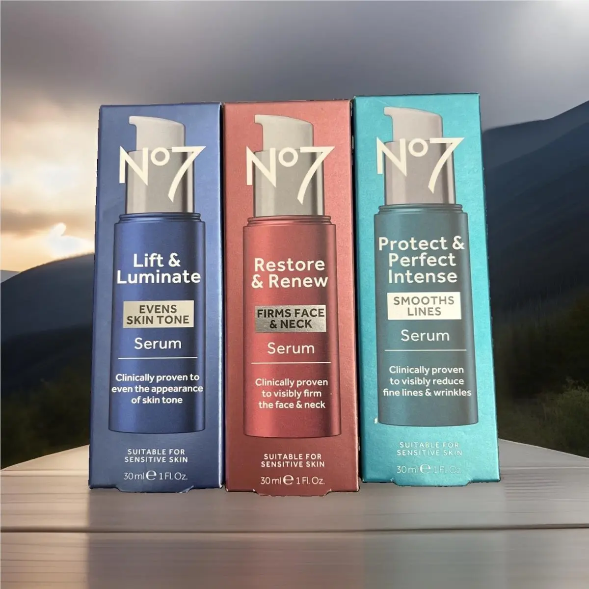 NO7 Lift Luminate Restore Renew Protect Perf Evens Skin Tone Firms Smooth by No7