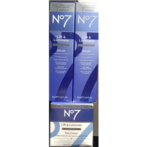 3 Antiaging No7 No 7 Lift Luminate Triple Action Serum Day Cream Spf 30 1.69oz