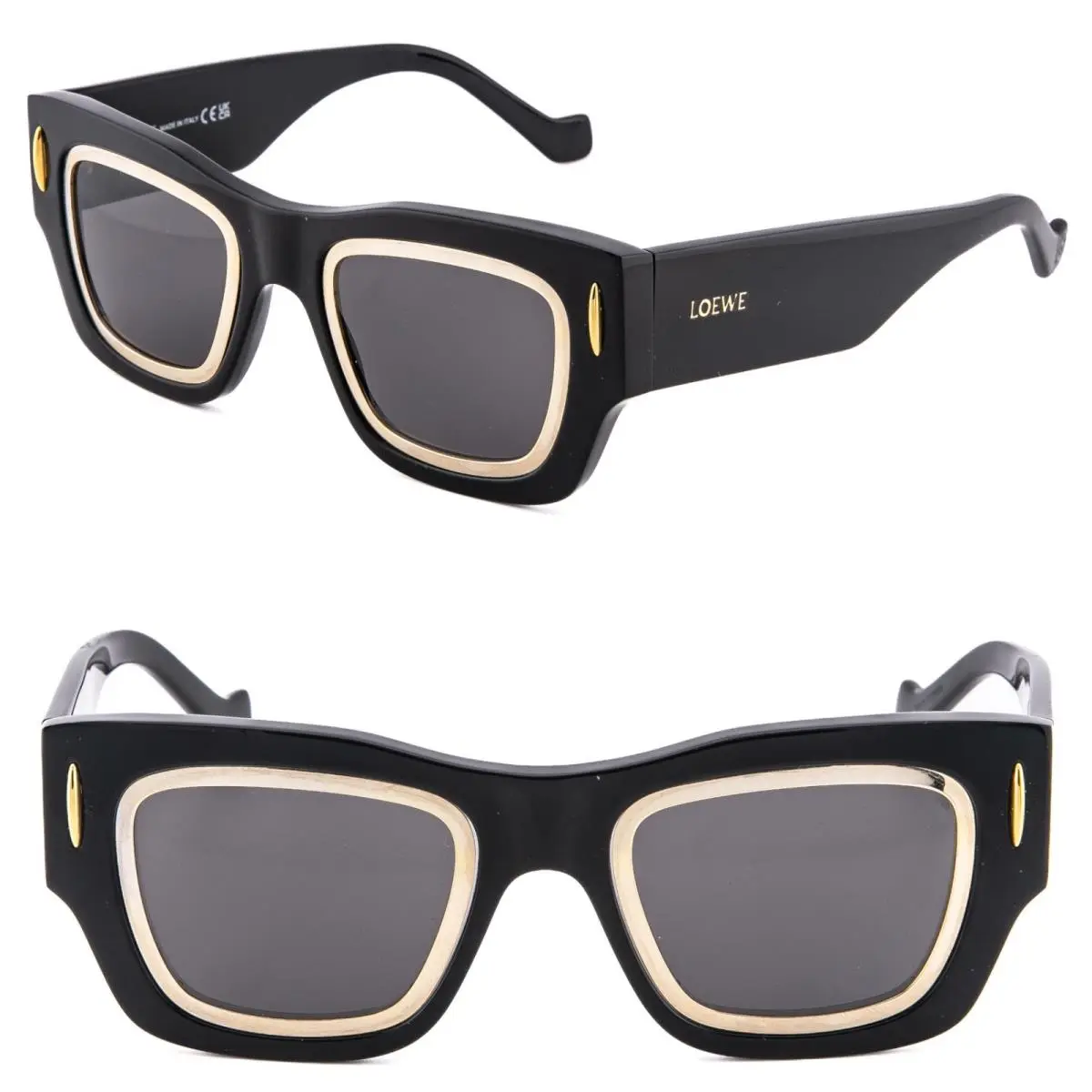 Loewe Signature LW40168I 40168 Metal Black Inflated Fashion Sunglasses 01A