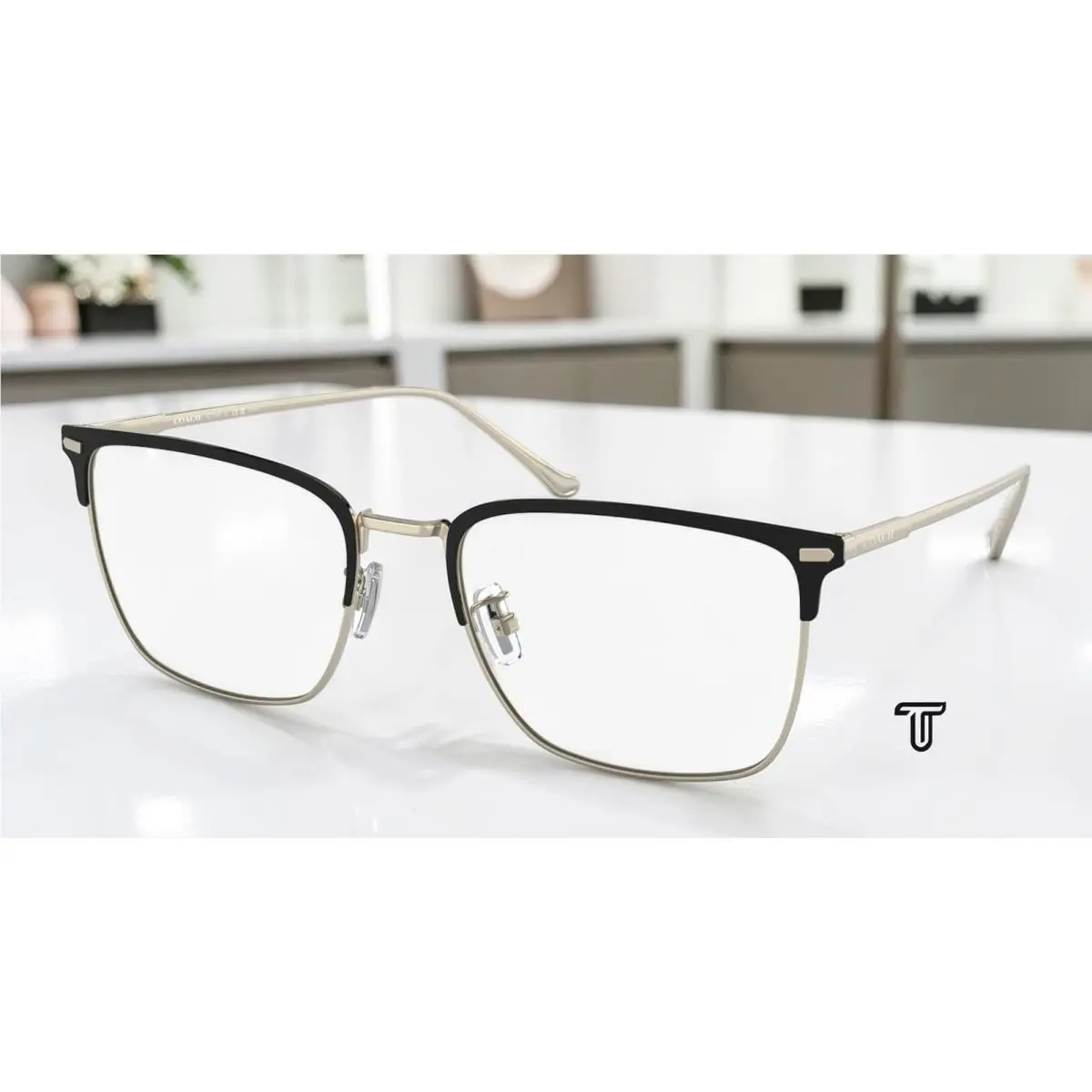 Coach HC5149T 9005 Black Light Gold Demo Lens 56 mm Men`s Eyeglasses