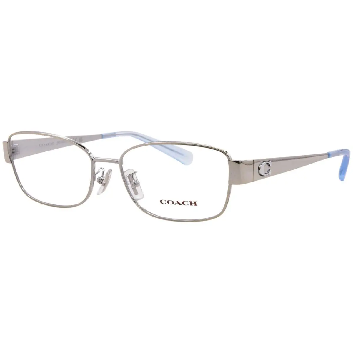 Coach HC5201 9001 Eyeglasses Women`s Shiny Silver Full Rim Rectangle Shape 54mm