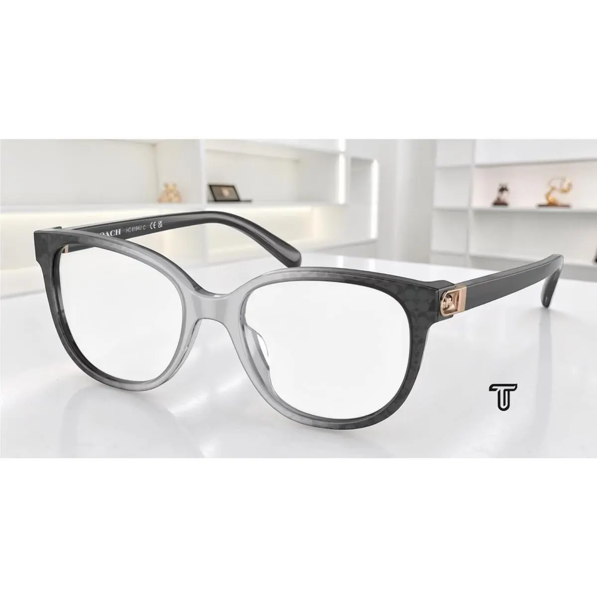 Coach HC6194U 5710 Grey Gradient Signature C Demo Lens 52 mm Women`s Eyeglasses