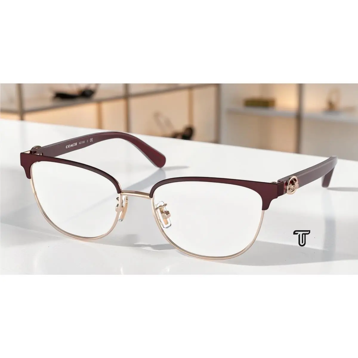 Coach HC5130 9385 Burgundy Shiny Rose Gold Demo Lens 53 mm Women`s Eyeglasses