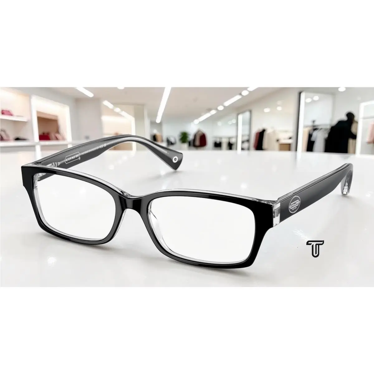 Coach HC6040 5728 Brooklyn Black Crystal Clear Demo Lens 52mm Women`s Eyeglasses