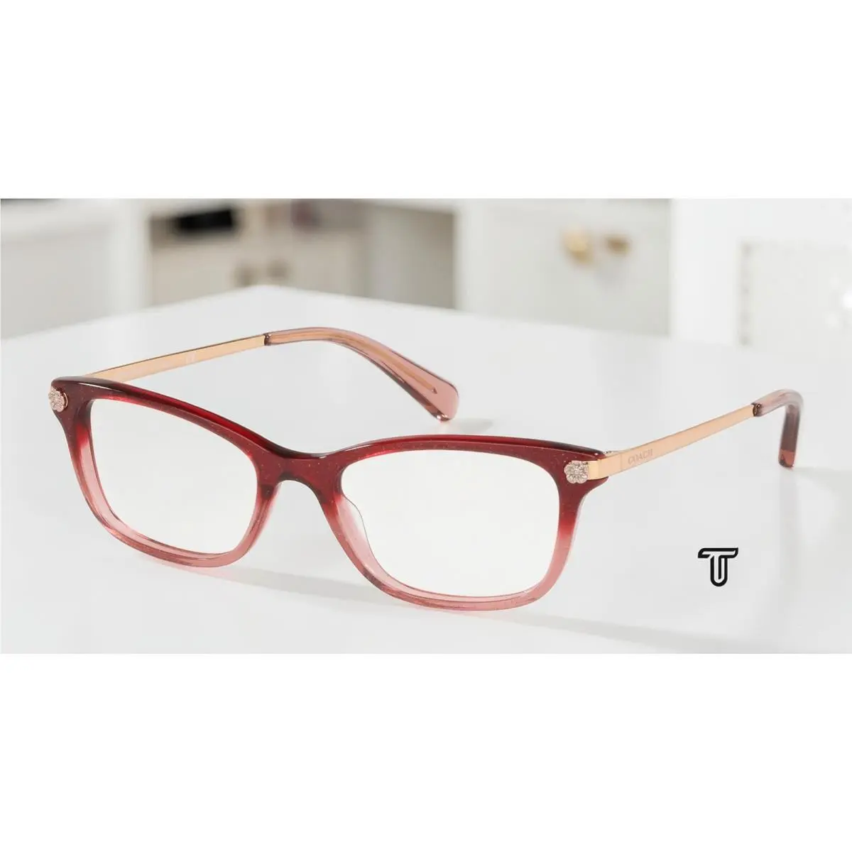Coach HC6142 5551 Burgundy Pink Glitter Grad Demo Lens 51 mm Women`s Eyeglasses