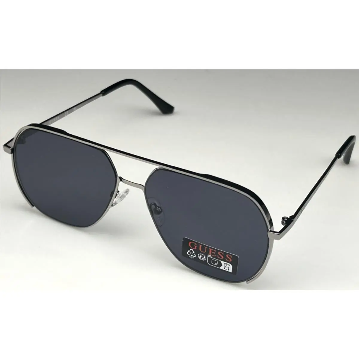 GO00064 10A Men`s 61mm Silver Frame Gray Lens Designer Sunglasses by Guess