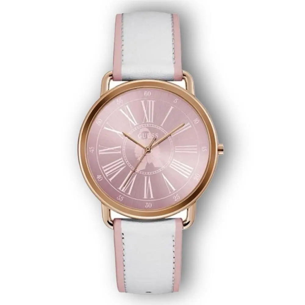U0032L8 Rose Gold Tone Pink and White Leather Watch by Guess