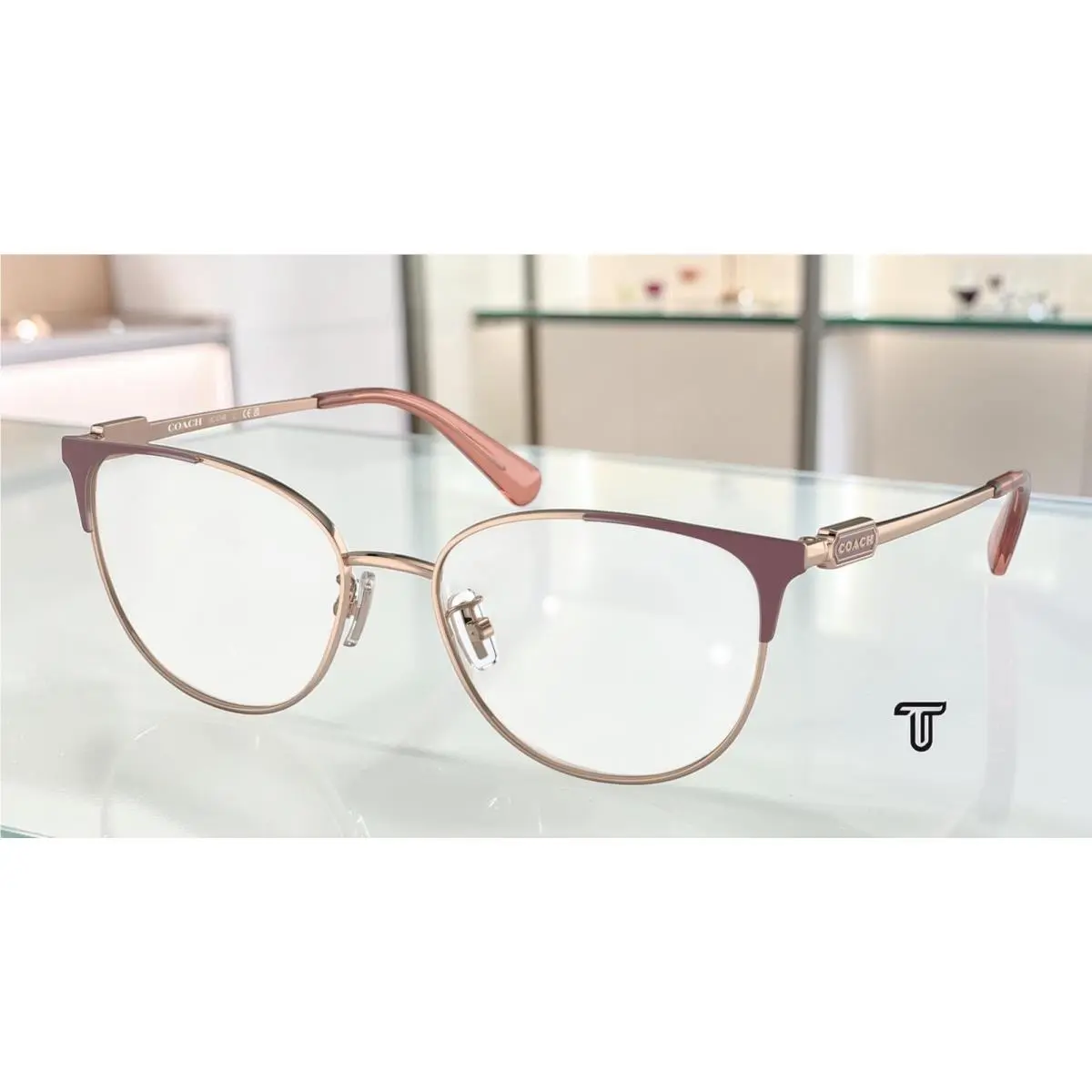 Coach HC5148 9419 Shiny Rose Gold Light Eggplant 54mm Women`s Eyeglasses
