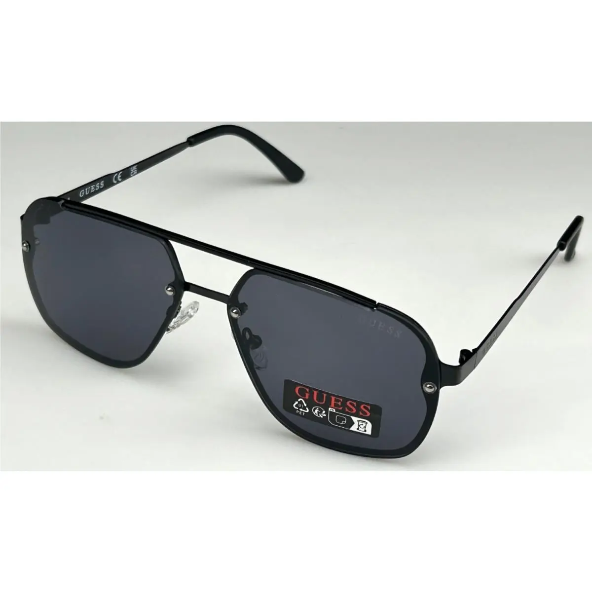 GO00065 02A Men`s 60mm Black Frame Gray Lens Aviator Sunglasses by Guess
