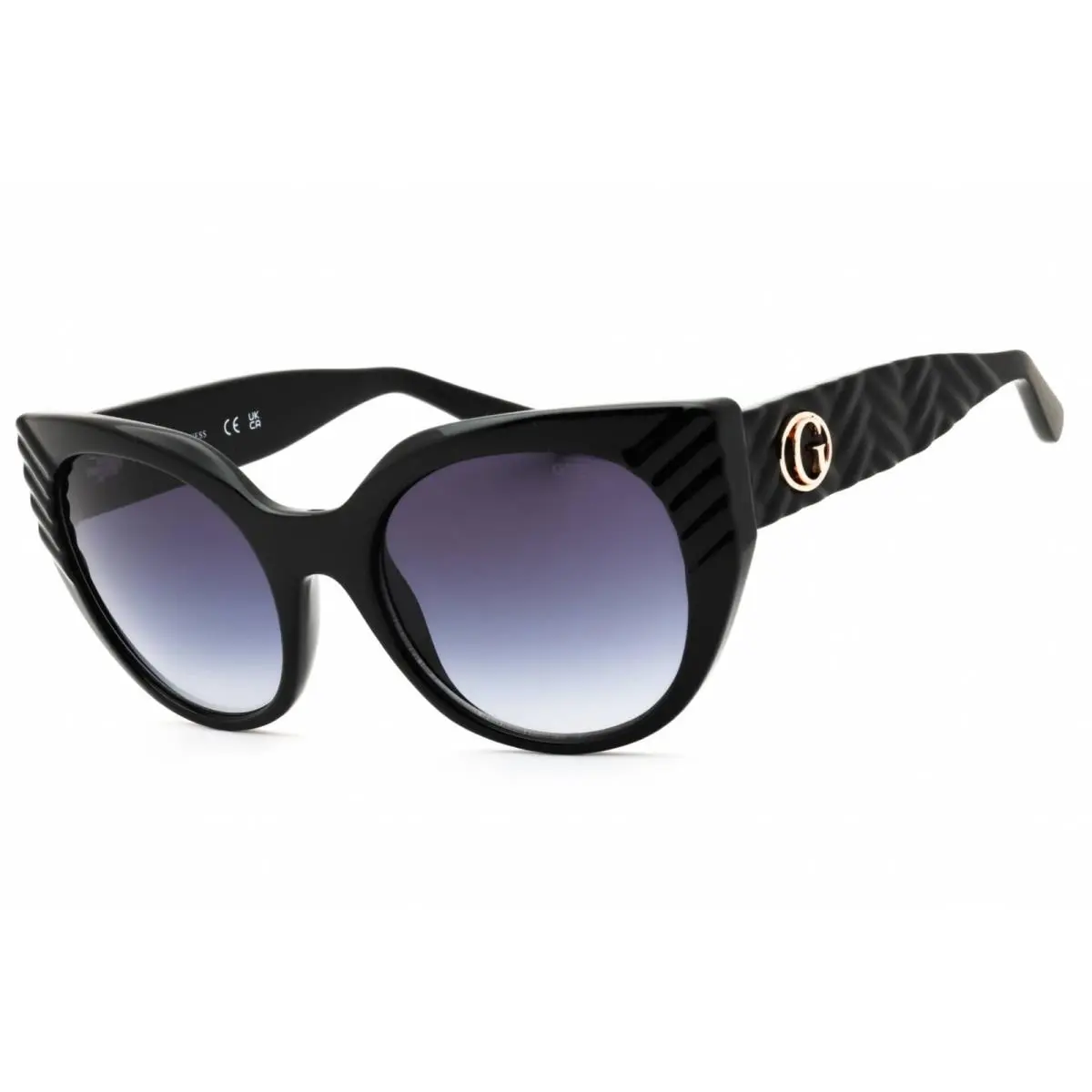 Women`s Sunglasses Shiny Black Cat Eye Shape Full Rim Frame GU00255 01B by Guess
