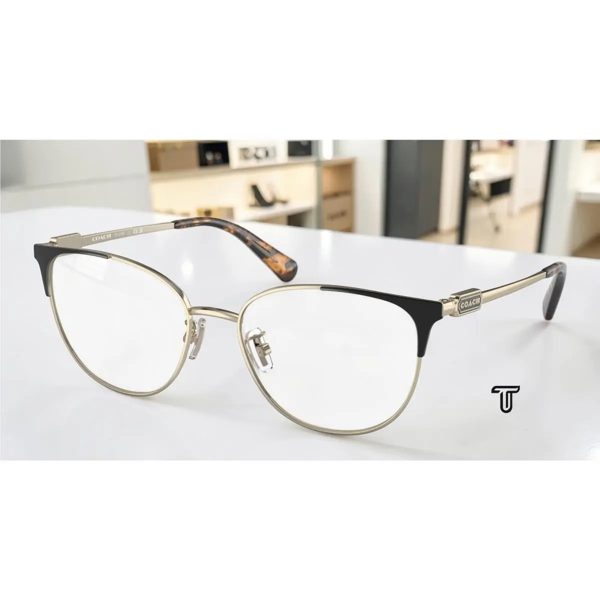 Coach HC5148 9396 Shiny Light Gold Black Demo Lens 54 mm Women`s Eyeglasses