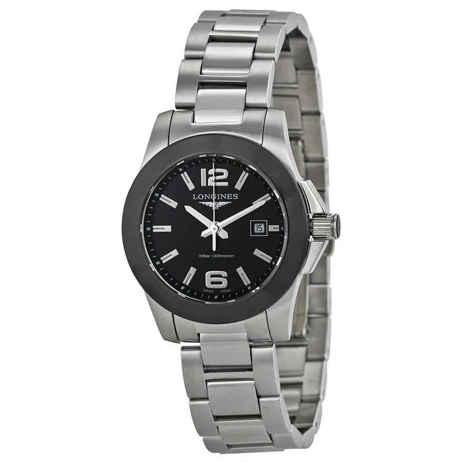 Longines Conquest Black Dial Stainless Steel Ladies Watch L32574566