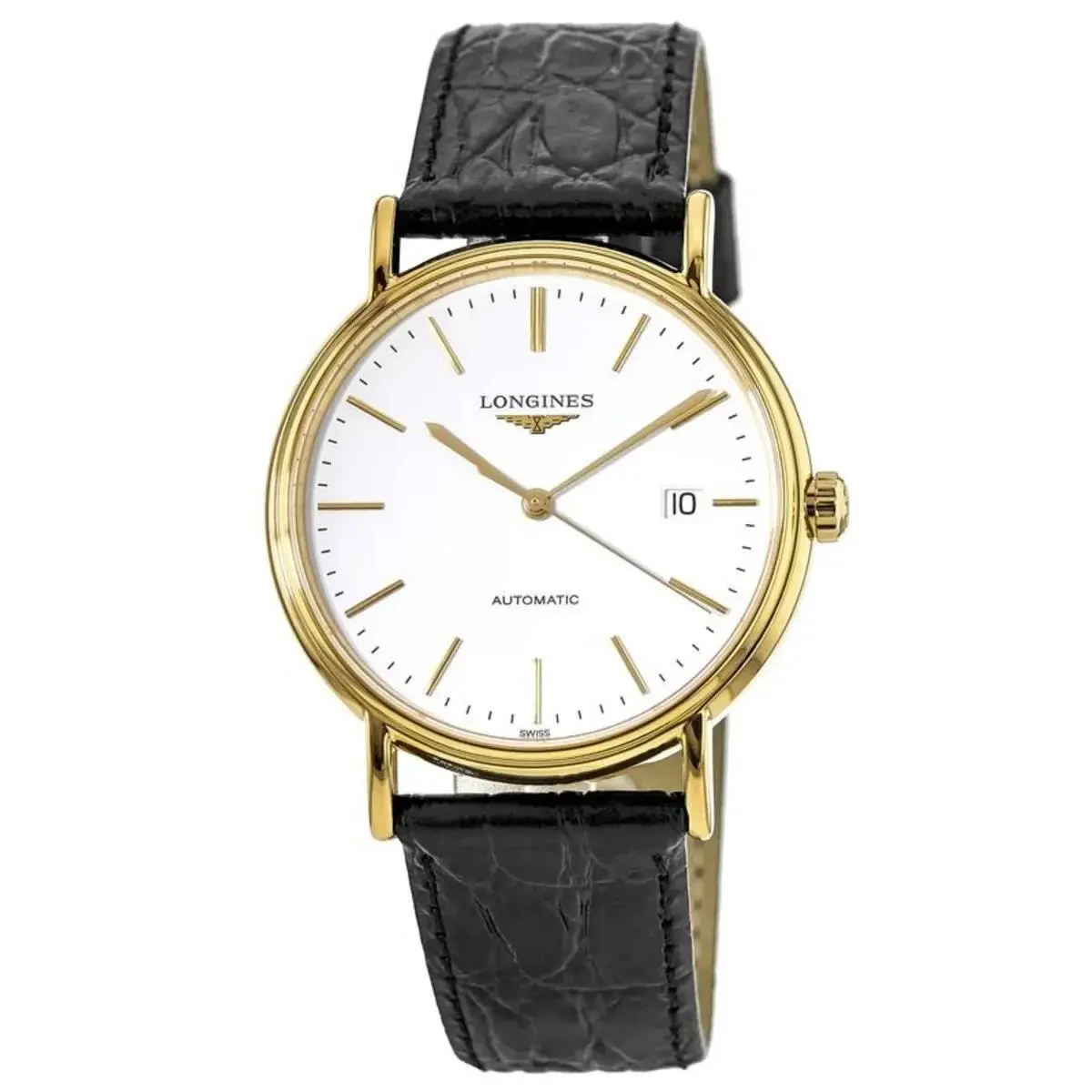 Longines Presence Automatic Ygold Pvd Leather Date Mens Watch L4.921.2.12.2