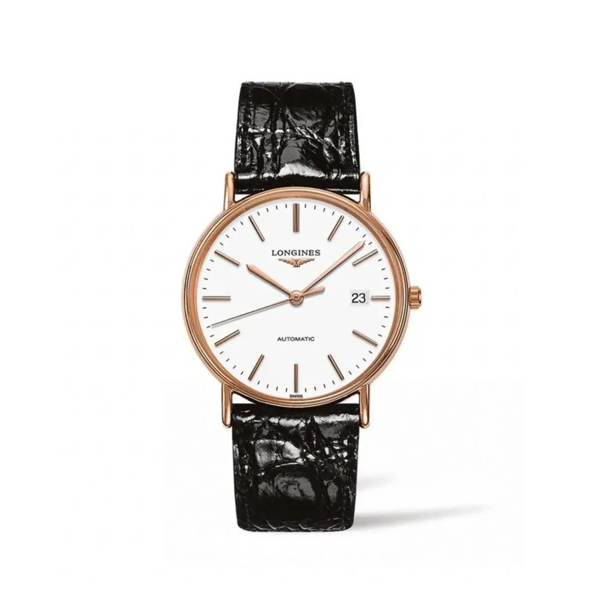 Longines Presence Automatic Rose Gold Pvd Leather Date Mens Watch L4.921.1.12.2