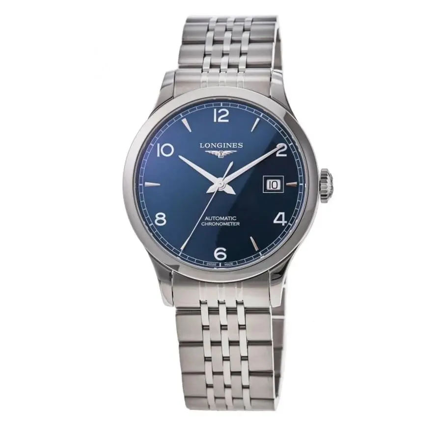 Longines Record Chronometer Blue Dial Stainless Men`s Watch L2.821.4.96.6 - Face: Blue, Dial: Blue, Band: Silver