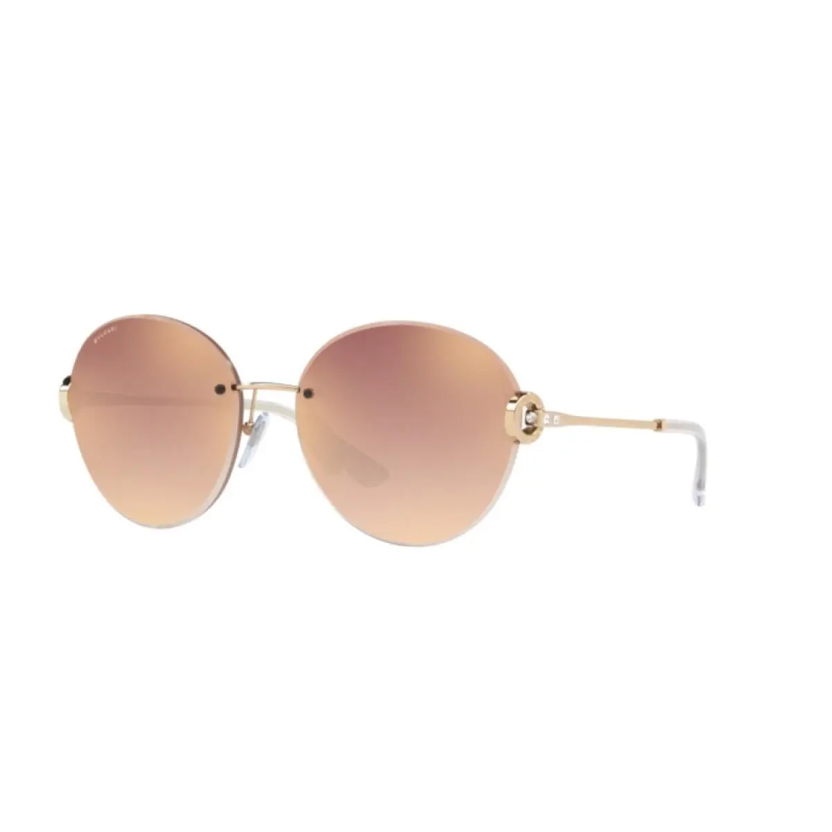 Bvlgari Women`s Round Sunglasses BV6091 20146F Pink Gold/mirror Pink Lens 61mm