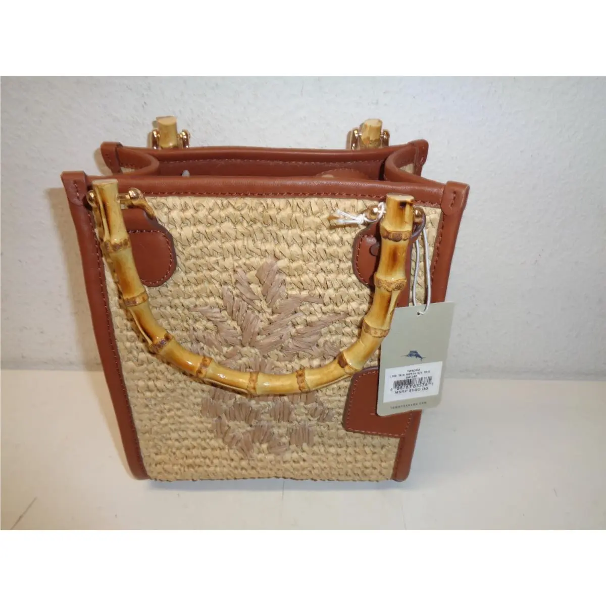 Bamboo Handle Straw Raffia Tote Crossbody Bag by Tommy Bahama
