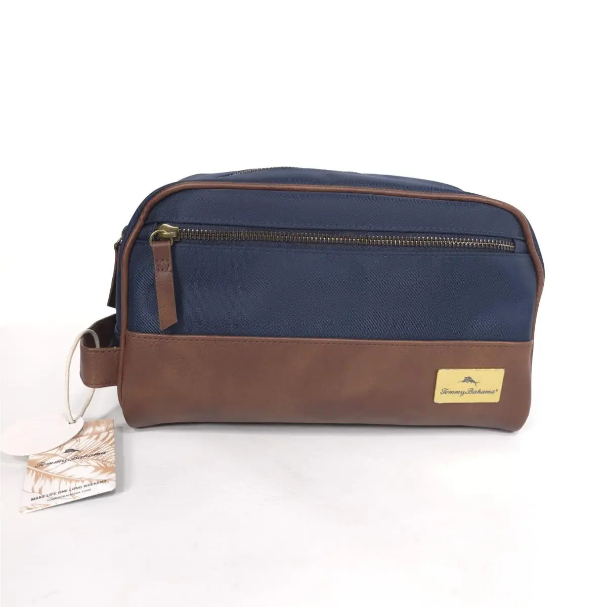 Unisex Toiletry Bag Blue Brown Travel Dopp Kit Zip Organizer by Tommy Bahama
