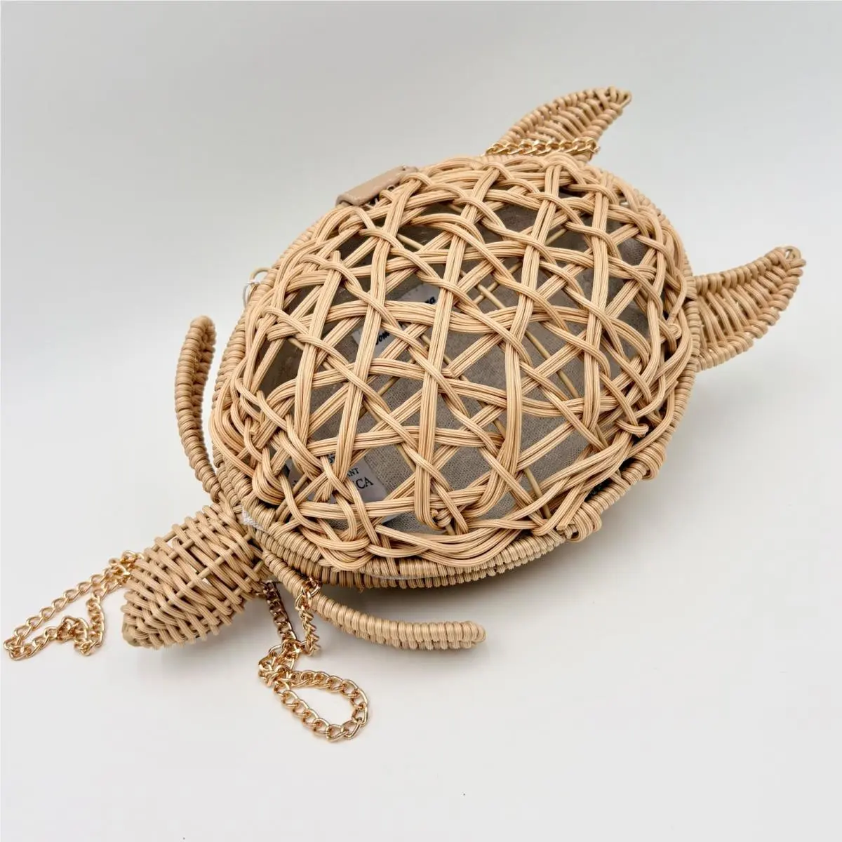Tommy Bahama Woven Rattan Sea Turtle Crossbody Bag Natural Beige Gold Cha