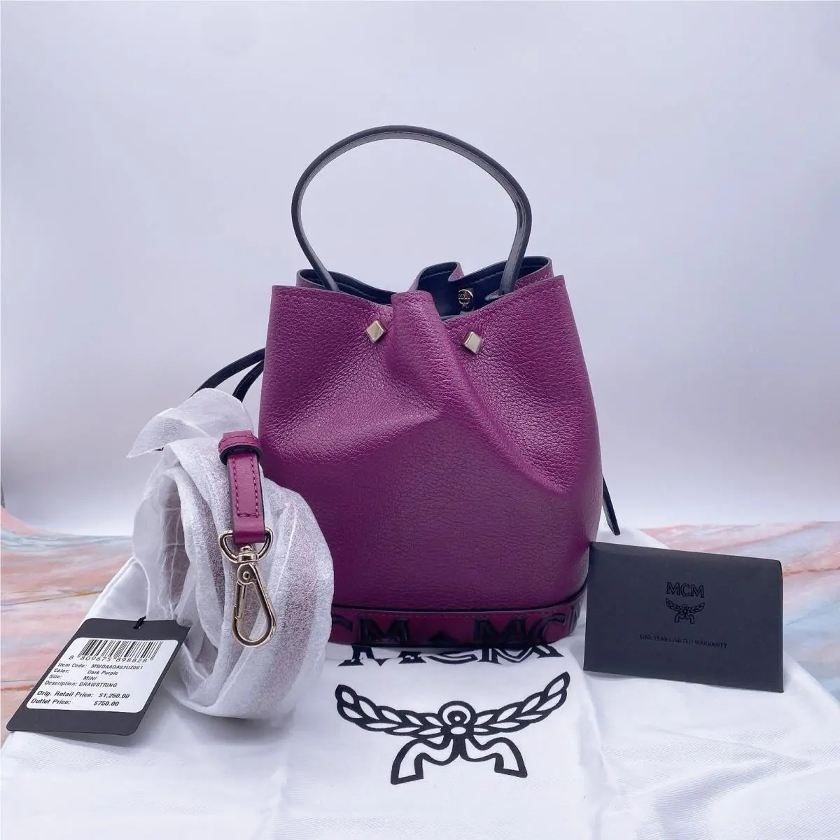 Mcm Mini Essential Drawstring Bucket Bag /authentic/limited Edition