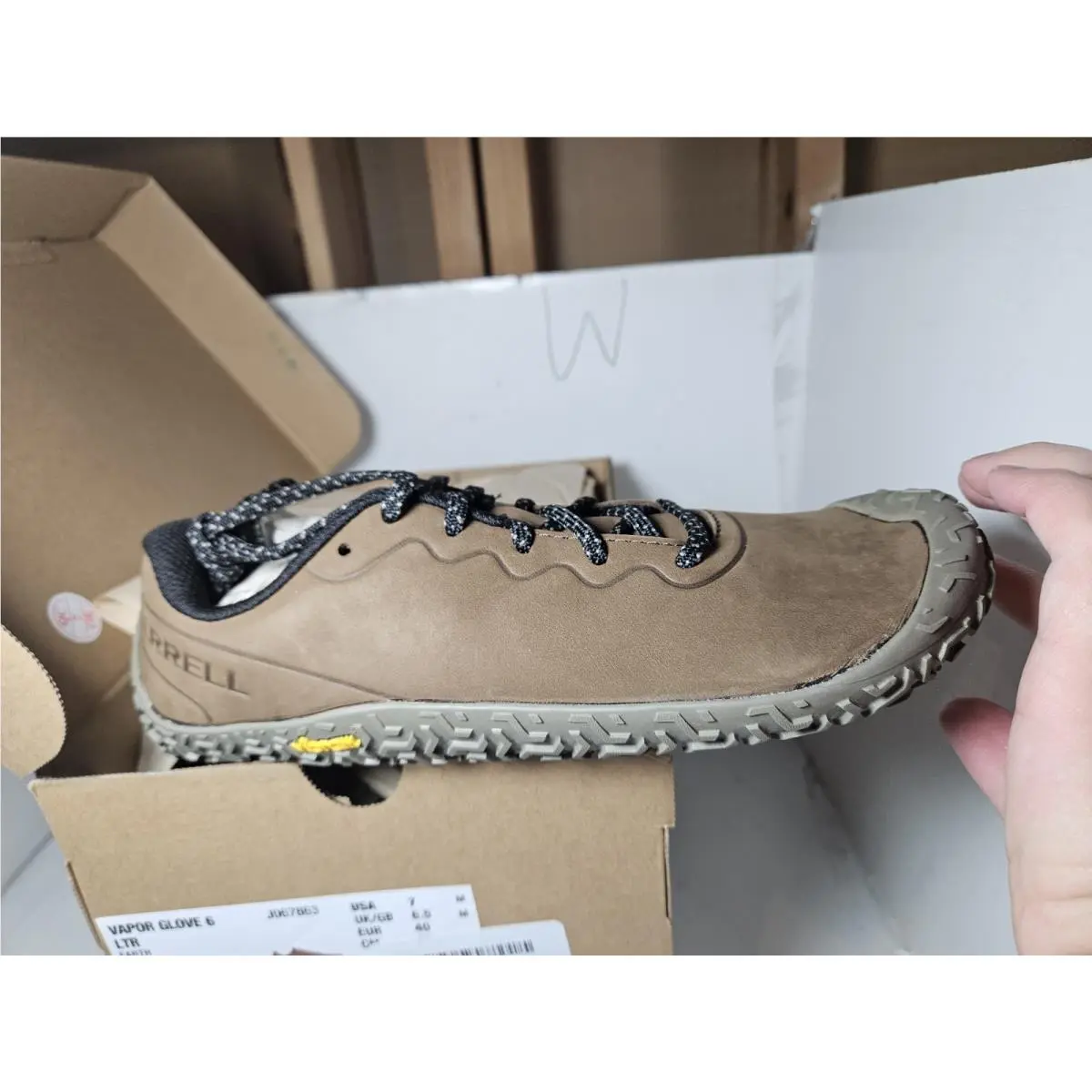 Merrell Vapor Glove 6 Leather Earth Brown Barefoot Shoes Size Mens 7