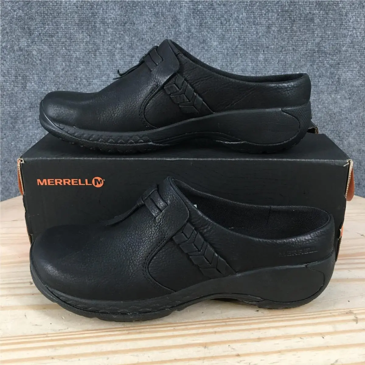 Merrell Encore Braided Slide Mule Shoes Womens 6.5 Bow Leather Black J94624