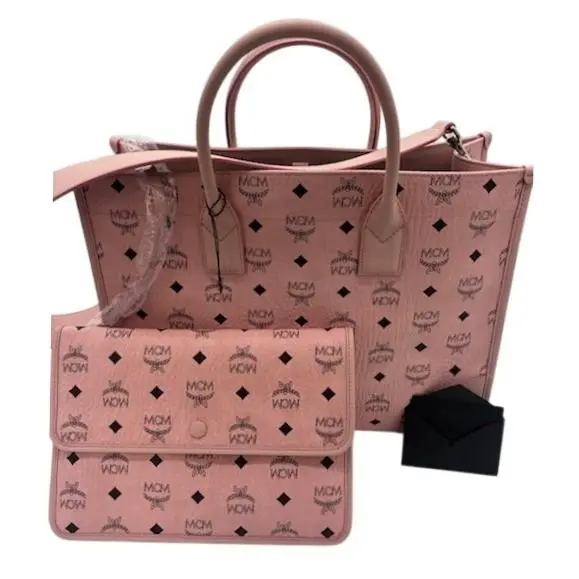 Mcm Pink Visetos Tote Satchel Purse Bag Pouch