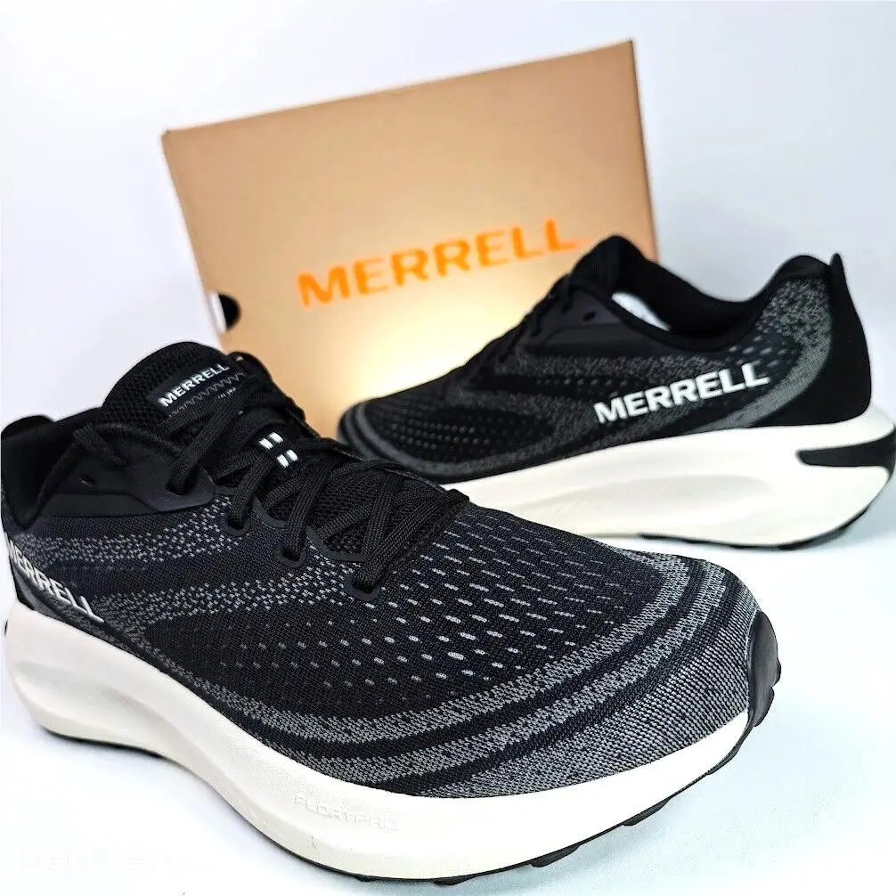 Merrell US 11.5 Men`s Black White Road to Trail Run Comfort Foam Morphlite