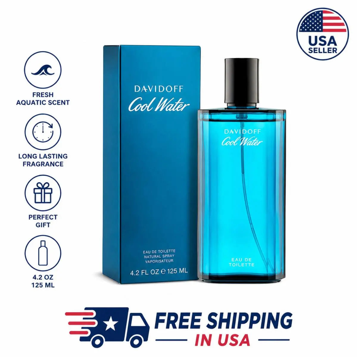 Davidoff Cool Water Men Edt 4.2 Oz 125ml Fresh Long Lasting Cologne Spray