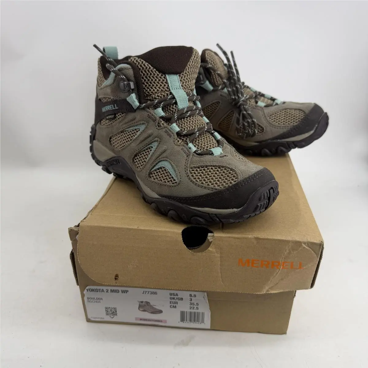 Merrell Yokota 2 Mid WP Shoes Womens 5.5 Brown Waterproof Hiking Gorpcore J77386